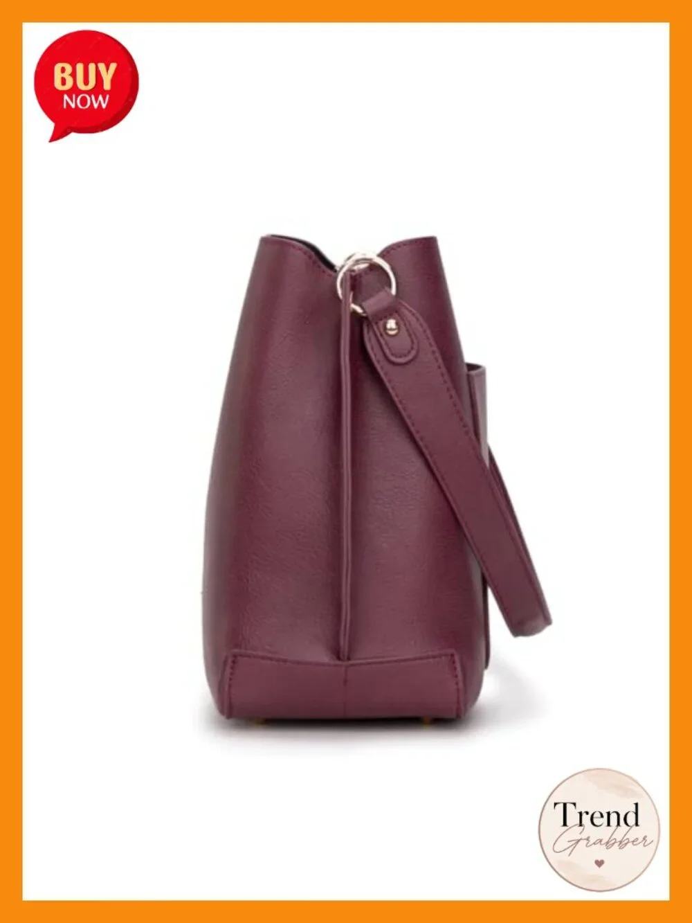 Medium Hobo Purse 3 Compartment Bucket Shoulder Bag Crossbody Strap
